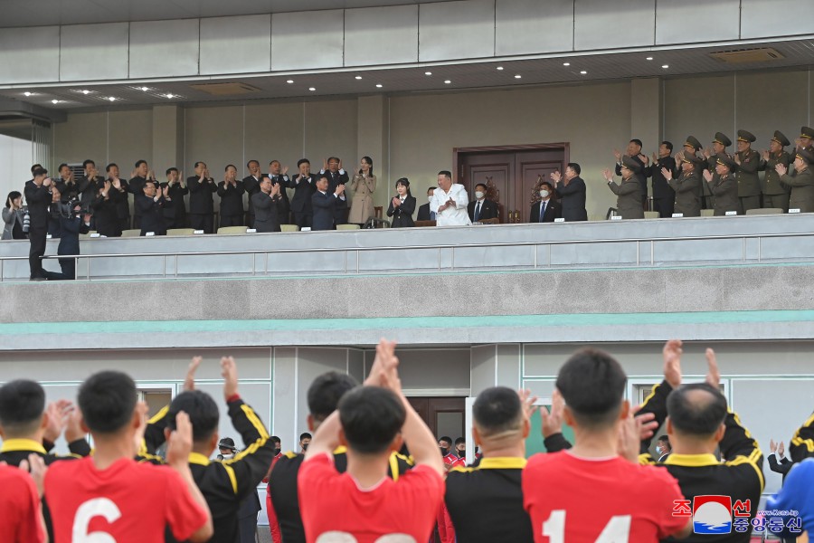 Respected Comrade Kim Jong Un Watches Sports Games
