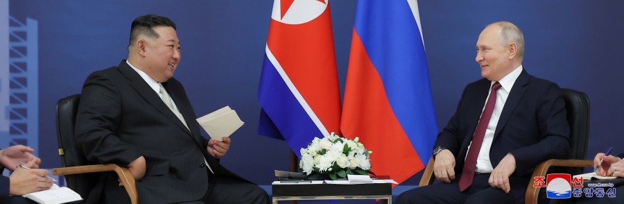 Respected Comrade Kim Jong Un Has Talks with Russian President