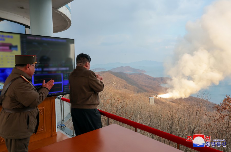 Respected Comrade Kim Jong Un Guides Test of Solid-fueled Engine for New-type Intermediate-range Hypersonic Missile