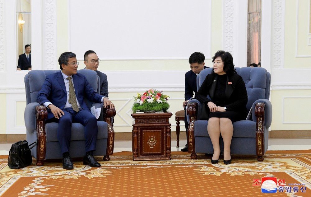 朝鲜民主主义人民共和国外务相崔善姬会见越南社会主义共和国外交部代表团