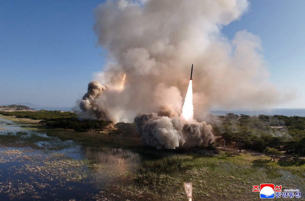 Joint Striking Drill of Long-range Artillery and Missile Systems of Sub-units of KPA on Eastern Front Conducted