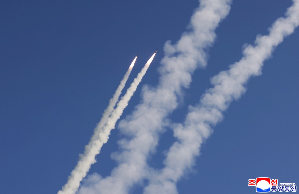 Joint Striking Drill of Long-range Artillery and Missile Systems of Sub-units of KPA on Eastern Front Conducted