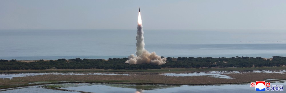 Joint Striking Drill of Long-range Artillery and Missile Systems of Sub-units of KPA on Eastern Front Conducted
